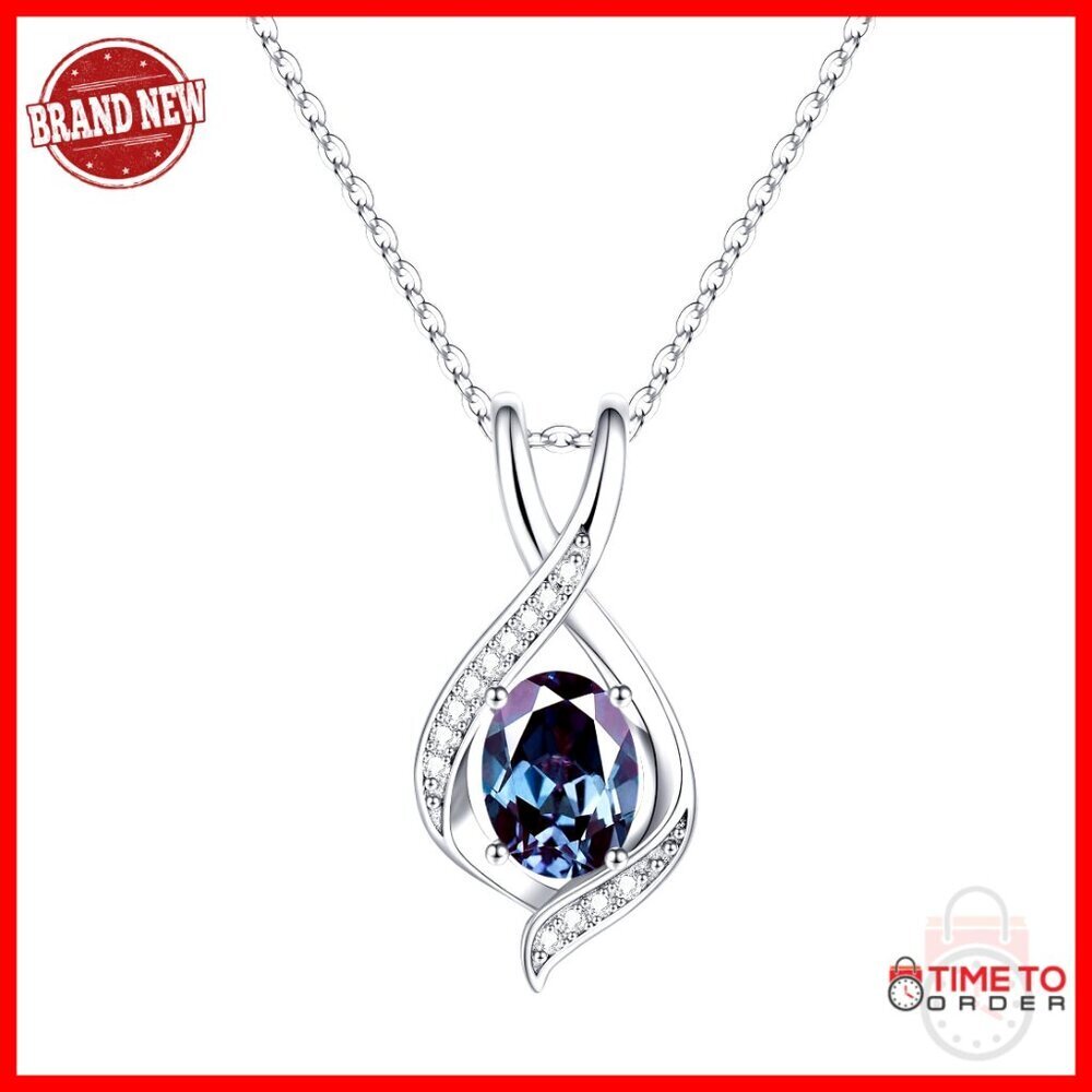925 Sterling Silver Infinity Pendant Birthstone Necklace Adjustable Chain